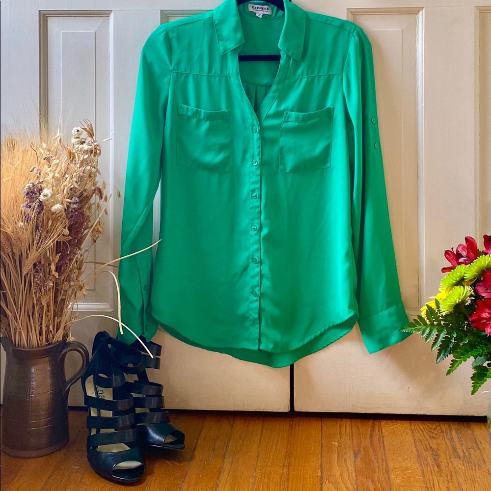 Green professional blouse by Express